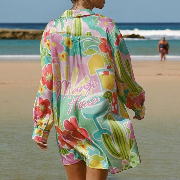 New Spell x Free People Floral Tutti Fruitti XS, S, M Pink Button Shirtdress - Picture 2 of 15